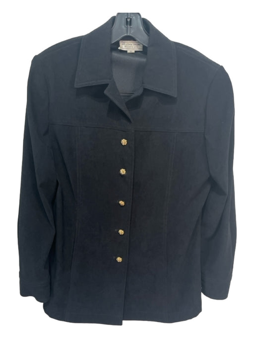 St John Sport Size P Black Polyester Blend Collared Button Up Jacket Black / P