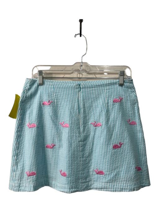 Lilypod Size 8 Blue White Pink Cotton Striped Embroidered Whales Back Zip Skirt Blue White Pink / 8