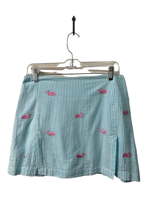 Lilypod Size 8 Blue White Pink Cotton Striped Embroidered Whales Back Zip Skirt Blue White Pink / 8