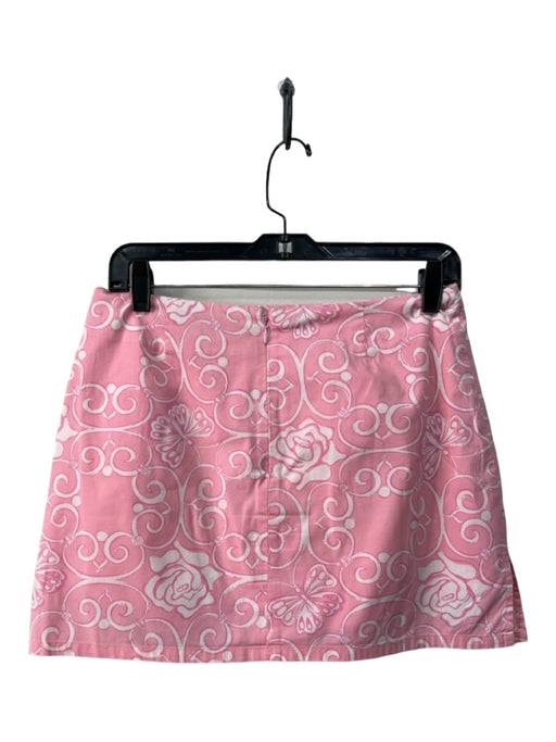 Lilly Pulitzer Size 6 Pink & White Cotton Paisley Back Zip Bow Detail Skirt Pink & White / 6