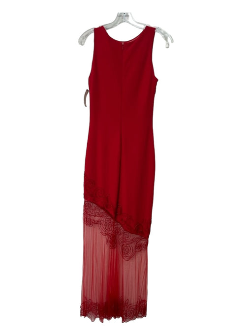 Legends Size 8 Red Polyester Blend Round Neck Sleeveless Mesh Panel Beaded Gown Red / 8