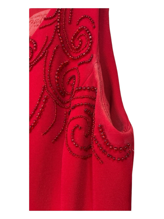 Legends Size 8 Red Polyester Blend Round Neck Sleeveless Mesh Panel Beaded Gown Red / 8