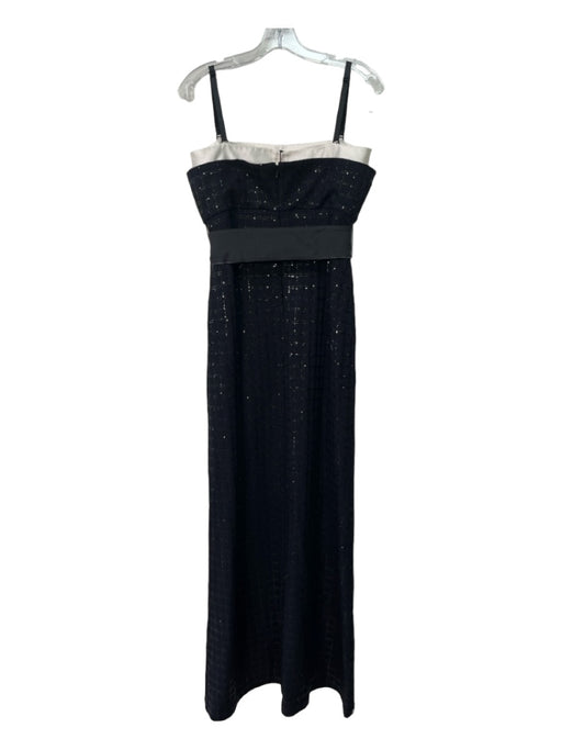 St John Evening Size 6 Navy Black & White Strapless Knit Sequin Detail Gown Navy Black & White / 6