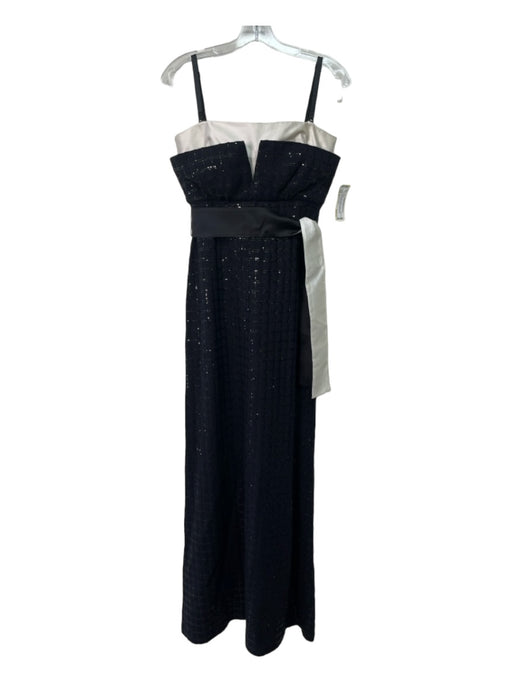 St John Evening Size 6 Navy Black & White Strapless Knit Sequin Detail Gown Navy Black & White / 6