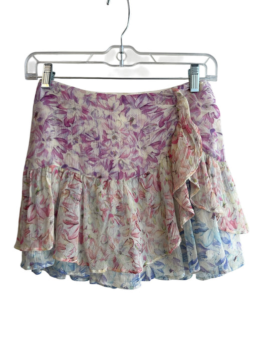 Love Shack Fancy Size 0 Purple & Ivory Silk & Viscose High Waist Side Zip Skirt Purple & Ivory / 0
