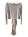 Monrow Size XS Ivory Cotton Blend Wide Round Neck Long Sleeve Waffle Knit Dress Ivory / XS