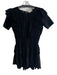 Love Shack Fancy Size S Black Cotton Round Neck Short Sleeve Ruffle Detail Dress Black / S