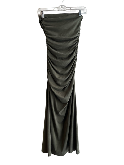 By Anthropologie Size XXS Green Modal Blend Strapless Gathered Side Slit Dress Green / XXS