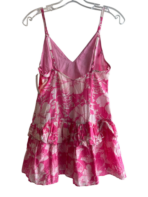 Love Shack Fancy Size 0 Pink Cotton & Silk V Neck Side Zip Ruffle Top Pink / 0