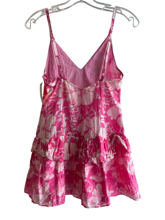 Love Shack Fancy Size 0 Pink Cotton & Silk V Neck Side Zip Ruffle Top Pink / 0