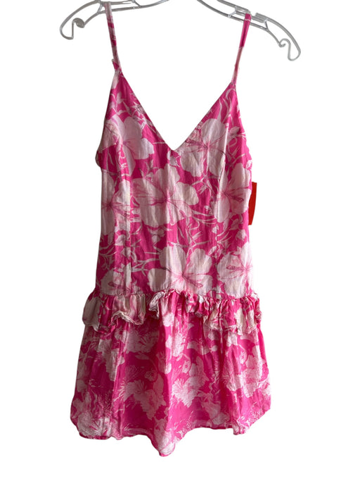 Love Shack Fancy Size 0 Pink Cotton & Silk V Neck Side Zip Ruffle Top Pink / 0