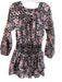 Love Shack Fancy Size XS Black & Pink Cotton Tie Neck Long Sleeve Dress Black & Pink / XS