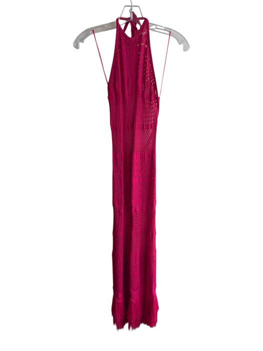 Milly Size S Magenta Viscose Knit Halter Tie Sleeveless Open Back Dress Magenta / S