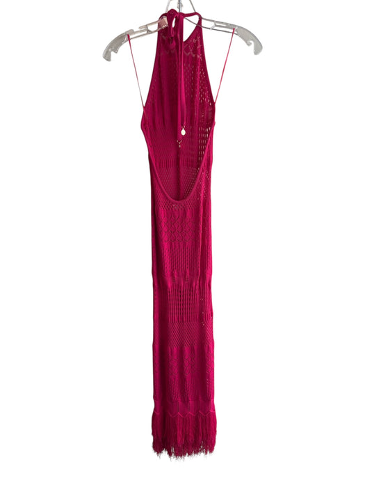 Milly Size S Magenta Viscose Knit Halter Tie Sleeveless Open Back Dress Magenta / S