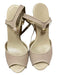 Jimmy Choo Shoe Size 36 Taupe Fabric Peep Toe Wedge Mesh Ankle Buckle Shoes Taupe / 36