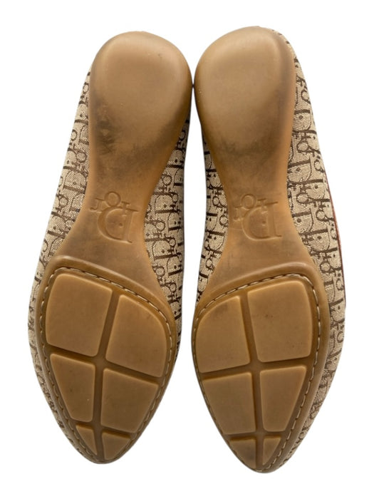 Christian Dior Shoe Size 36.5 Tan, Beige, Brown Leather & Textile Loafers Tan, Beige, Brown / 36.5