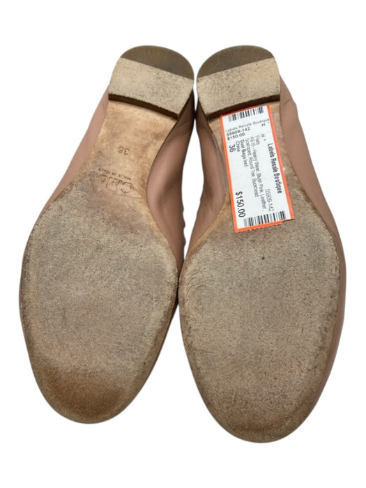 Chloe Shoe Size 36 Blush Pink Leather Scalloped Round Toe Flats Blush Pink / 36