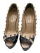 Valentino Garavani Shoe Size 36 Black & Taupe Leather Cut Out Rockstud Pumps Black & Taupe / 36
