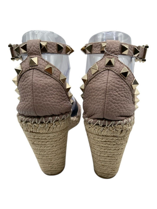 Valentino Garavani Shoe Size 36 Taupe Leather Upper Espadrille Rock Studs Wedges Taupe / 36