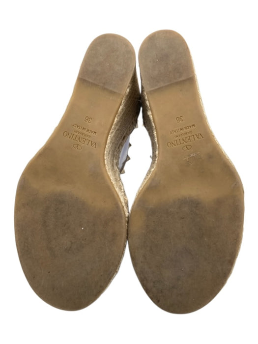 Valentino Garavani Shoe Size 36 Taupe Leather Upper Espadrille Rock Studs Wedges Taupe / 36