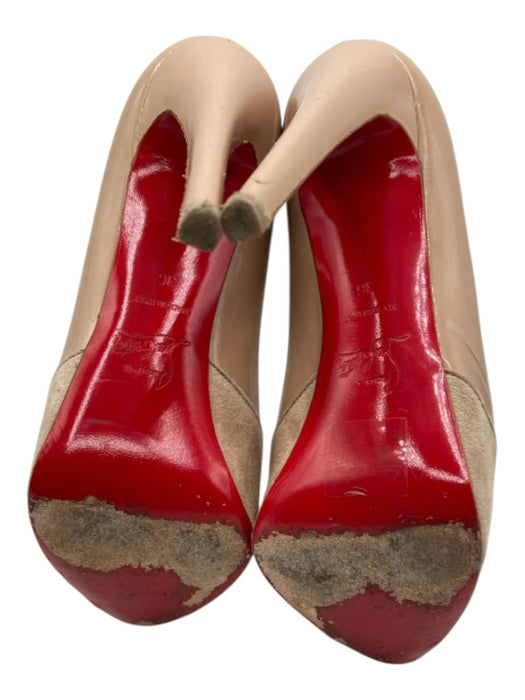 Christian Louboutin Shoe Size 36 Beige & Gunmetal Leather Patent Leather Pumps Beige & Gunmetal / 36