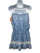 Temptation Positano Size XS Blue Print Linen Abstract Geometric Strapless Dress Blue Print / XS