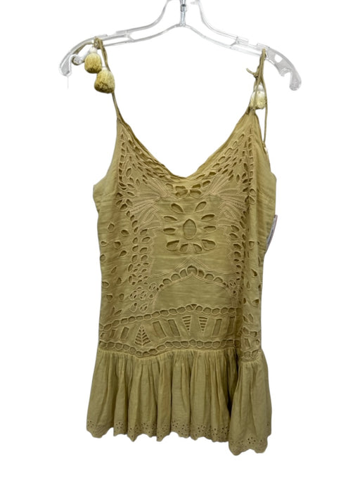 Tularosa Size XXS Pale Mustard Yellow Missing Fabric Tag Embroidered Dress Pale Mustard Yellow / XXS