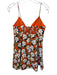 Alice + Olivia Size 4 Orange, White, Green Linen Floral Tie Front Dress Orange, White, Green / 4