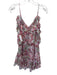 Misa Size S White, Pink, Green Polyester Floral Ruffle Detail Half Button Dress White, Pink, Green / S