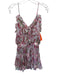 Misa Size S White, Pink, Green Polyester Floral Ruffle Detail Half Button Dress White, Pink, Green / S