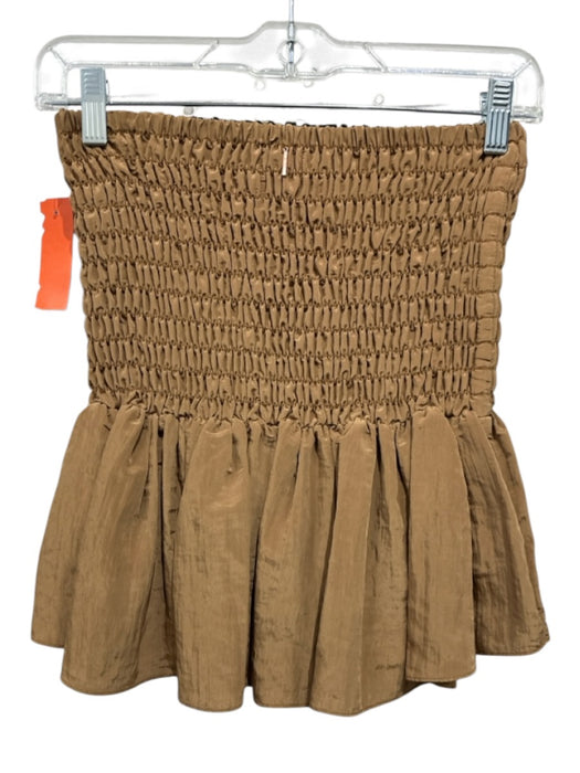 Misa Size S/M Brown Polyester Smocked Tube Top Skirt Set Brown / S/M