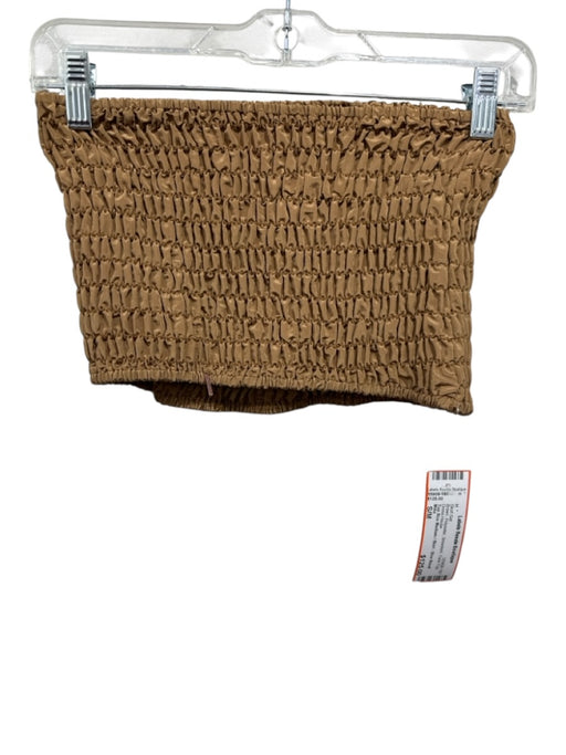 Misa Size S/M Brown Polyester Smocked Tube Top Skirt Set Brown / S/M