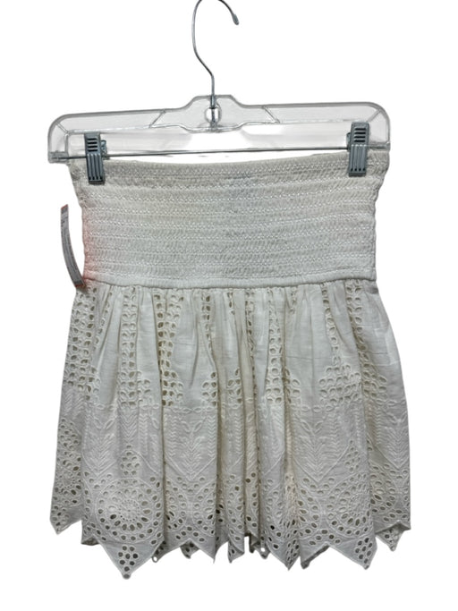 Hemant & Nandita Size XS White Cotton Eyelet smocked Skirt White / XS