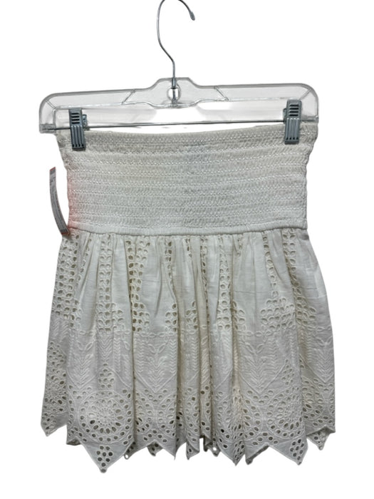 Hemant & Nandita Size XS White Cotton Eyelet smocked Skirt White / XS