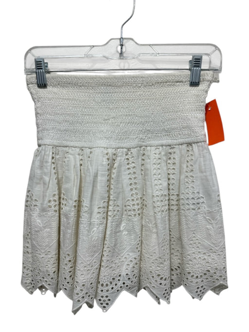 Hemant & Nandita Size XS White Cotton Eyelet smocked Skirt White / XS