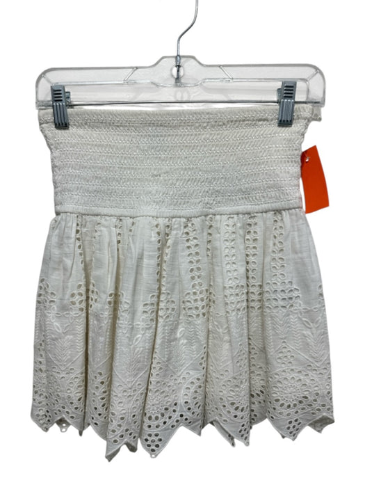 Hemant & Nandita Size XS White Cotton Eyelet smocked Skirt White / XS