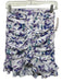Isabel Marant Size 34 White, Blue, Purple Viscose Side Zip Floral Rouched Skirt White, Blue, Purple / 34