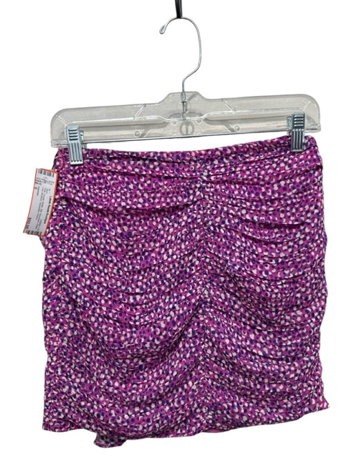 Intermix Size 0 Pink, Purple, White Silk Rouched Polka Dot Abstract Skirt Pink, Purple, White / 0