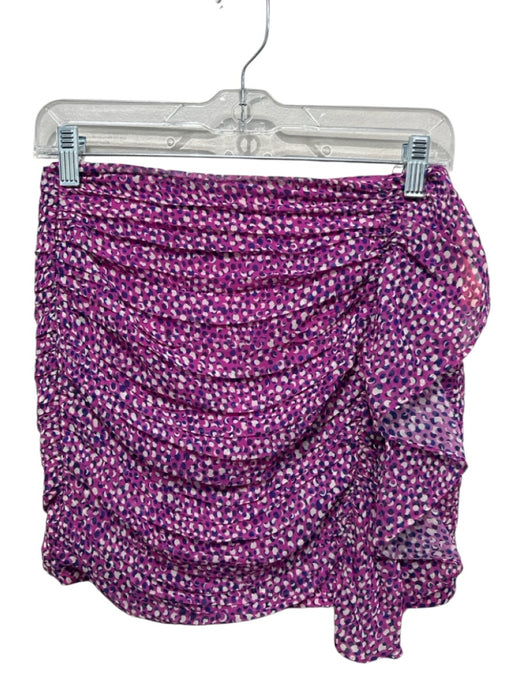 Intermix Size 0 Pink, Purple, White Silk Rouched Polka Dot Abstract Skirt Pink, Purple, White / 0
