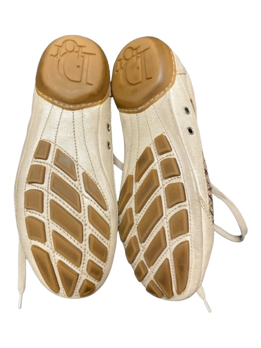 Dior Shoe Size 36 Cream & Tan Leather & Canvas Lace Up Low Top Monogram Sneakers Cream & Tan / 36