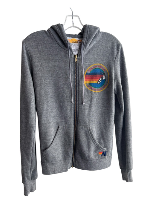 Aviator Nation Size XS Gray Cotton Blend Hoodie Zip Front Logo Pockets Jacket Gray / XS