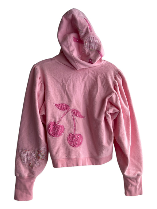 Love Shack Fancy Size XS Pink Cotton Hoodie Zip Front Patchwork Cropped Jacket Pink / XS