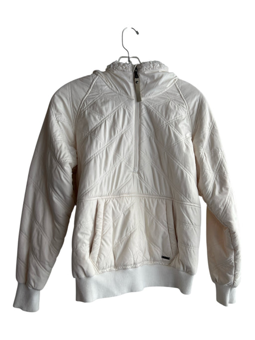 Prana Size XS Cream Polyester Hood Half Zip Kangaroo Pocket Puffer Jacket Cream / XS