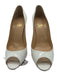 Christian Louboutin Shoe Size 37.5 White Leather Patent Wavy Heel Peep Toe Pumps White / 37.5