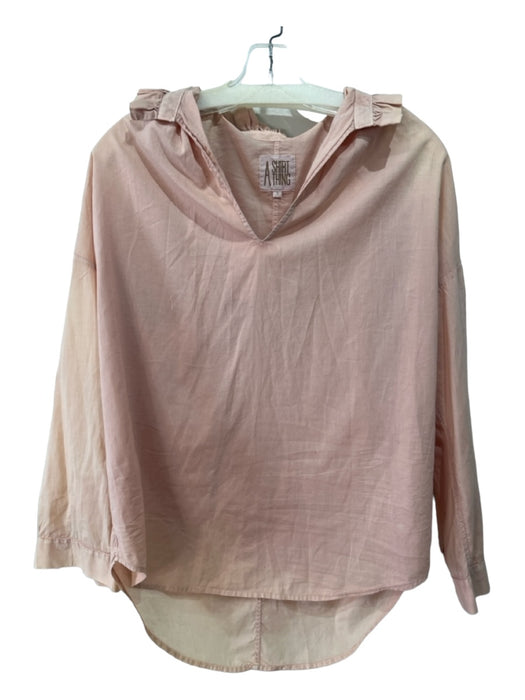A Shirt Thing Size S Light Pink Cotton Ruffle V Neck Top Light Pink / S
