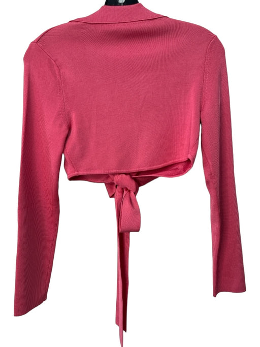 Cult Gaia Size S Pink Viscose Wrap Collared Cropped Top Pink / S