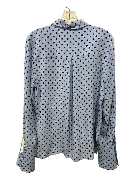 Equipment Femme Size M Blue & Black Silk Polka Dot Long Sleeve Button up Top Blue & Black / M