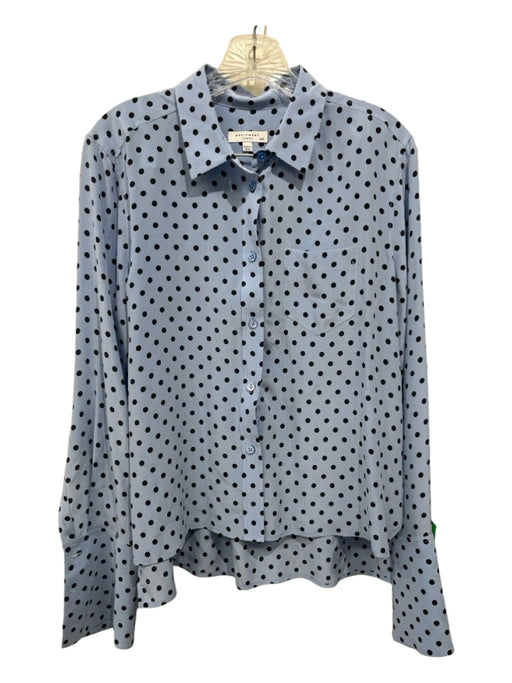 Equipment Femme Size M Blue & Black Silk Polka Dot Long Sleeve Button up Top Blue & Black / M