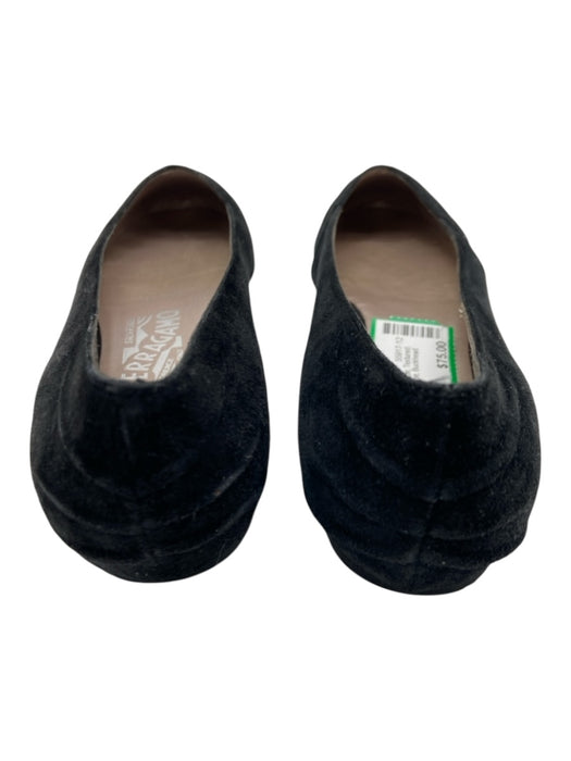 Ferragamo Shoe Size est 38 Black Suede Textured Detail Slip On Round Toe Flats Black / est 38