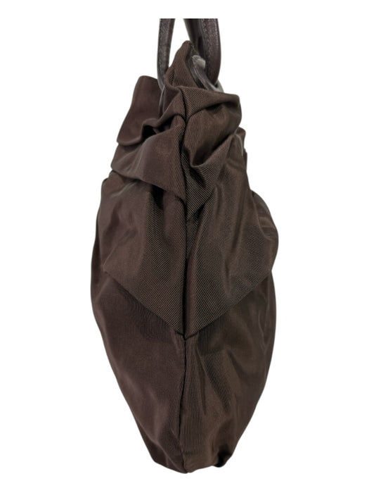 Dorothee Schumacher Brown Nylon Zip Close Gathered Detail Top Handle Bag Brown / Medium